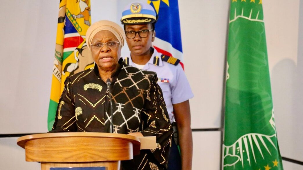 President Netumbo Nandi-Ndaitwah addresses the nation at State House in Windhoek after announcing new executive appointments on April 2, 2026.