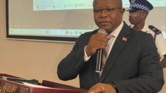 Honourable Minister of Commerce, Industry and Trade Manqoba Khumalo delivers his keynote address during the Eswatini Standards Seminar at Royal Villas