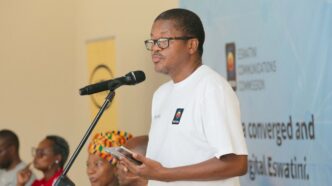 ESCCOM Chief Executive Mvilawemphi Dlamini addressing guests at a recent event. Photo by ESCCOM