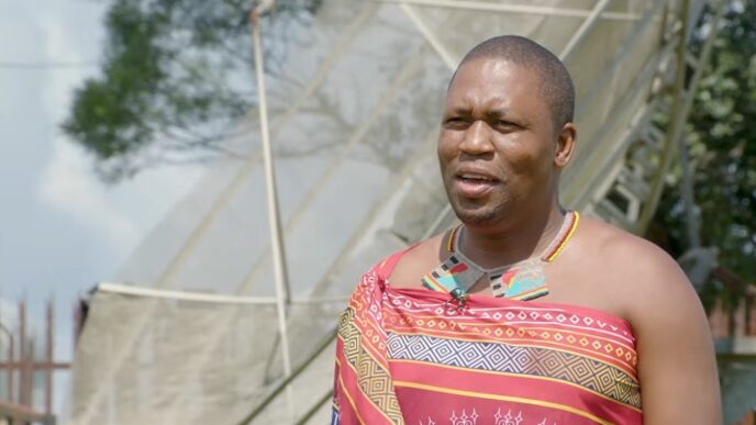 Eswatini Television CEO Mlamuli Dlamini speaks during the broadcaster's documentary marking 40 years of His Majesty King Mswati III's reign on the throne.
