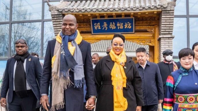 Mozambique President Daniel Chapo and First Lady pictured during his state visit to China