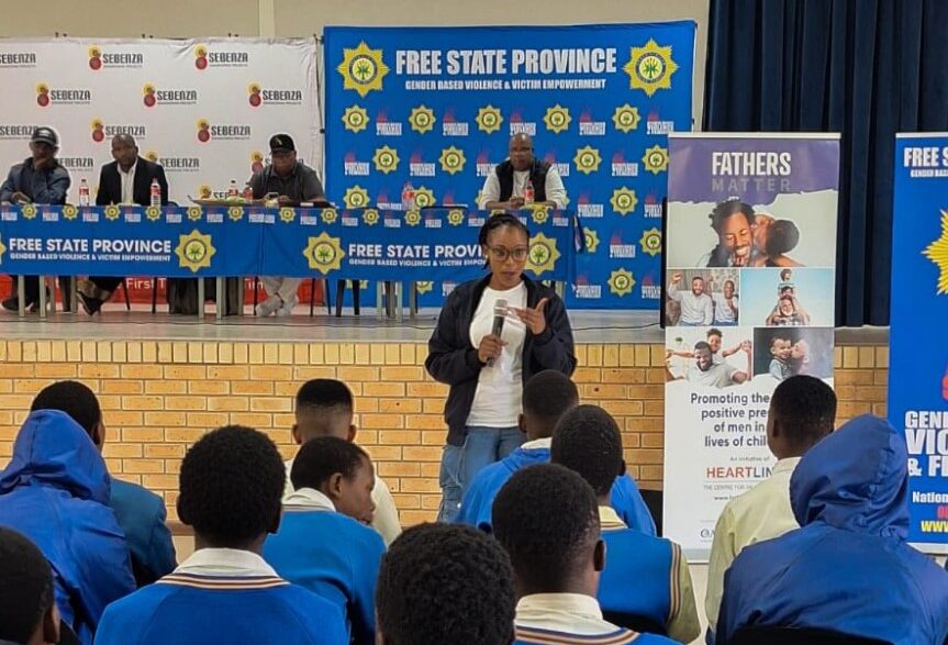 Fathers, sons and community stakeholders gathered at Lekgarietse Secondary School in the Free State on April 18, 2026, for a seminar aimed at strengthening family bonds and promoting positive masculinity among young men in the district. Photo: SAPS