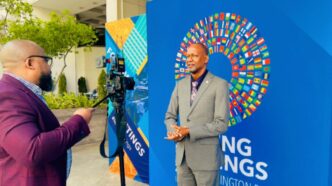 caption for him speaking with the media 07:58 Claude responded: SADC Executive Secretary Elias Magosi speaks to the media on the sidelines of the IMF and World Bank Group Spring Meetings in Washington, D. SADC Executive Secretary Elias Magosi speaks to the media on the sidelines of the IMF and World Bank Group Spring Meetings in Washington, D.C.