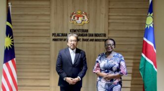 Namibia's Minister of International Relations and Trade, Selma Ashipala-Musavyi, meets Malaysia's Minister of Investment, Trade and Industry, Datuk Seri Johari bin Abdul Ghani, in Kuala Lumpur on April 21, 2026
