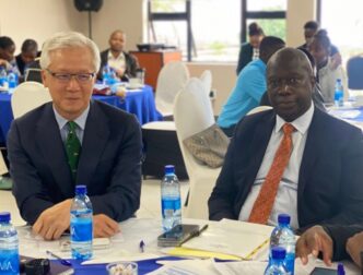 Principal Secretary of the Ministry of Commerce, Industry and Trade, Ambassador Melusi Masuku, and Head of Business Delegation Ray Lin attend the Eswatini and Taiwan Business Seminar held at The Mountain View Hotel.