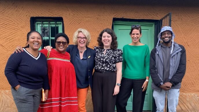Representatives from Strauss and Co, Alliance Française de Maseru, IFAS and the Morija Museum and Archives team gather during the digitisation support mission at the Morija Museum and Archives in Lesotho on April 13, 2026.