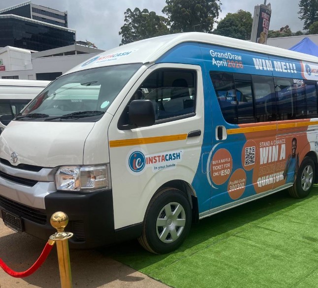 The brand-new Toyota Quantum won by Khombindlela Vilakati, 24, of Luve in the inaugural INSTACASH Win-a-Quantum competition draw held on April 22, 2026.