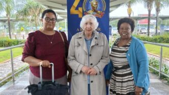 Professor Gosia Brykczynska (centre), President of the Europe Catholic Nurses Guild and Member of the CICIAMS Executive Board, pictured with the International President and President of the local Catholic Nurses Guild upon her arrival in the Kingdom of Eswatini,