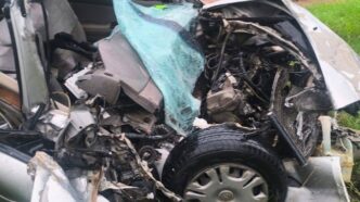 The wreckage of former SNAT Deputy Secretary General Simanga Khumalo's vehicle following a head-on collision with a truck at Mankayane on Wednesday evening. | Photo: SNAT Platform