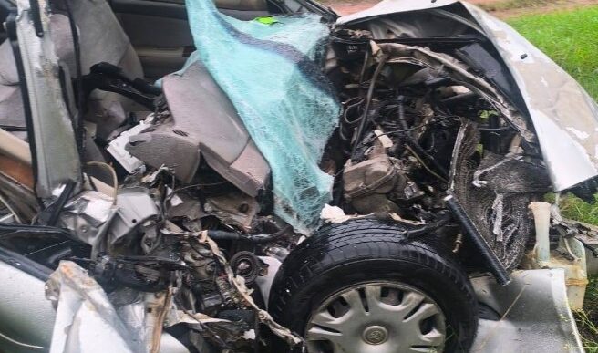 The wreckage of former SNAT Deputy Secretary General Simanga Khumalo's vehicle following a head-on collision with a truck at Mankayane on Wednesday evening. | Photo: SNAT Platform