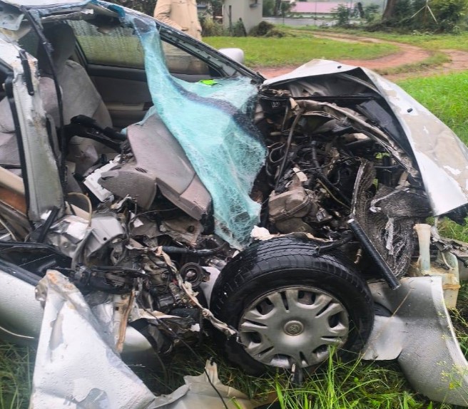 The wreckage of former SNAT Deputy Secretary General Simanga Khumalo's vehicle following a head-on collision with a truck at Mankayane on Wednesday evening. | Photo: SNAT Platform