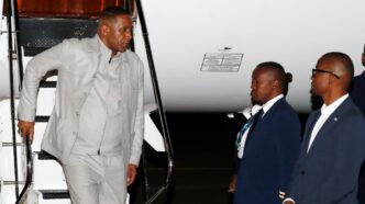 Botswana President Advocate Duma Gideon Boko steps off the aircraft upon his return home after completing a state visit to Zimbabwe and an official visit to the Kingdom of Eswatini. PHOTO: Government of Botswana
