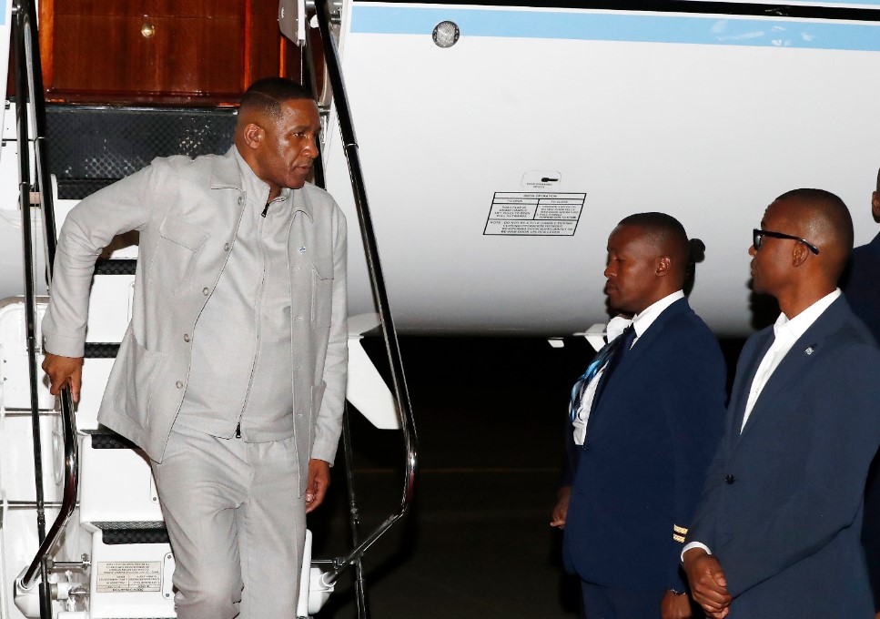 Botswana President Advocate Duma Gideon Boko steps off the aircraft upon his return home after completing a state visit to Zimbabwe and an official visit to the Kingdom of Eswatini. PHOTO: Government of Botswana