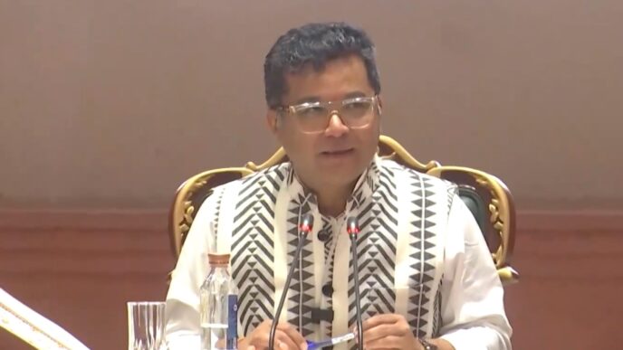 Union Minister of State Pabitra Margherita speaks at the Yuva Bharat Global Forum in Delhi, where he praised Eswatini as one of the most beautiful countries he has visited during his time in office. Photo credit: Screengrab: IANS/@ians_india