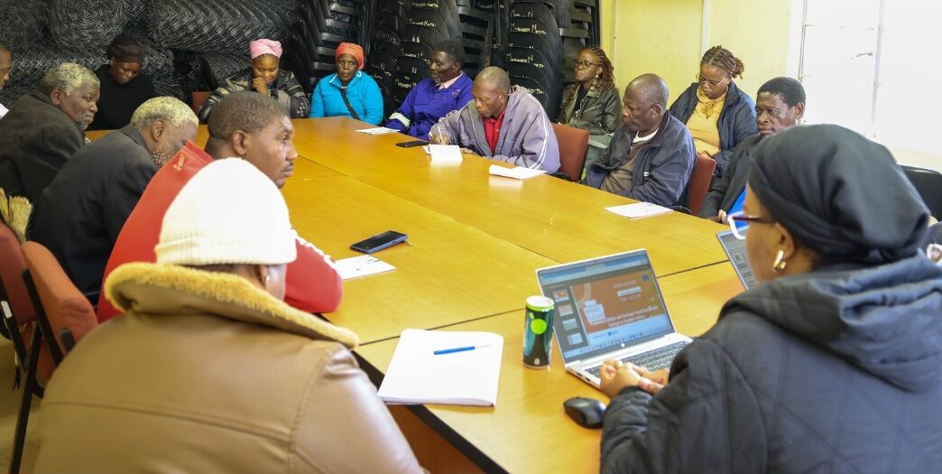 Eswatini National Trust Commission officials meet with traditional leaders and Matsanjeni North Inkhundla constituency Member of Parliament Phila Buthelezi. Photo by ENTC