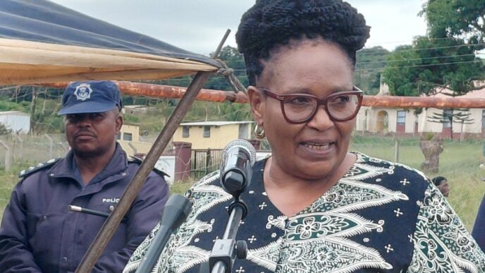 Deputy Prime Minister Thulisile Dladla addresses the Kuyenteka Shiselo Teenage Pregnancy Campaign at Ngudzeni FEA Sports Ground in the Shiselweni Region,