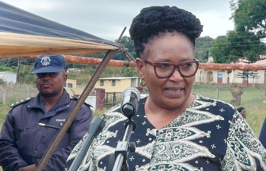 Deputy Prime Minister Thulisile Dladla addresses the Kuyenteka Shiselo Teenage Pregnancy Campaign at Ngudzeni FEA Sports Ground in the Shiselweni Region,