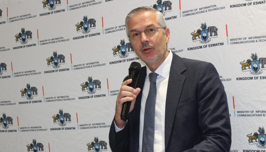 EU Ambassador to Eswatini Karsten Mecklenburg addresses delegates at the opening of a two-day national data policy stakeholders' workshop in Mbabane. Photo: EU Eswatini