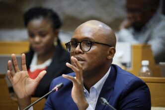 South Africa Minister of Communications and Digital Technologies Solly Malatsi gestures in Parliament, Cape Town, South Africa, May 27, 2025. REUTERS/Sumaya Hisham/File Photo
