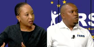 ERS Communications and Marketing Manager Nduduzo Dlamini (right) and Senior Taxpayer Education and Information Officer Thulile Simelane during the Tax Talk segment on Eswatini Television