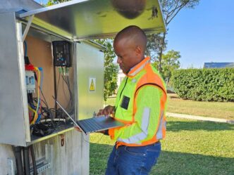 An EEC technician carries out inspection work