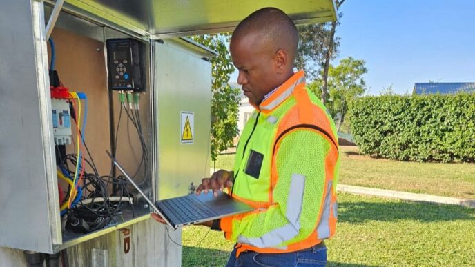 An EEC technician carries out inspection work