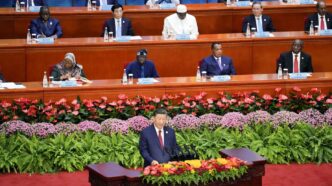 Chinese President Xi Jinping addresses the opening ceremony of the Forum on China-Africa Cooperation summit in Beijing on September 5, 2024. Photo: Kyodo News/Getty Images