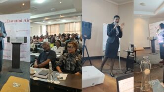 Eswatini’s High Commissioner to Zambia H.E. Ms Lindiwe Cynthia Kunene with Eswatini Air executives and travel trade officials during the Lusaka route engagement in Lusaka.