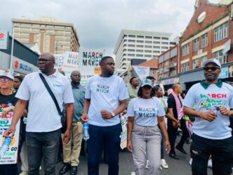 Marcn and March leader, Jacinta Ngobese-Zuma with other protesters