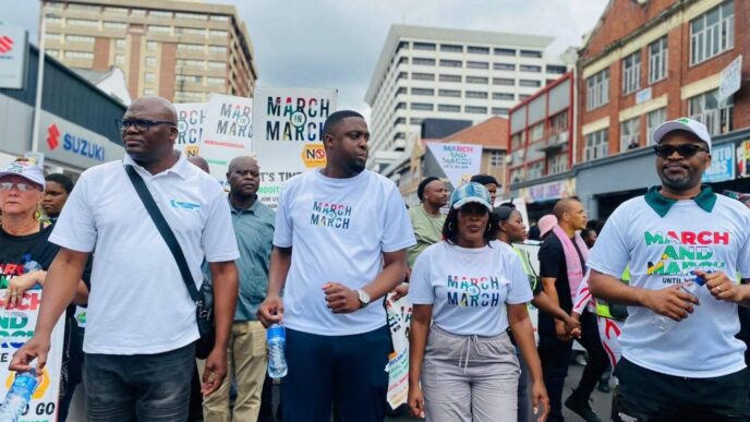 Marcn and March leader, Jacinta Ngobese-Zuma with other protesters