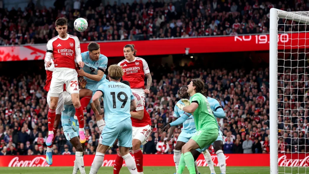 Kai Havertz meets Bukayo Saka's corner with a powerful header to score Arsenal's winner against Burnley at the Emirates Stadium. (Photo: Supplied)