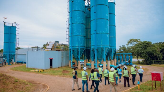 Eswatini Water Services Corporation's Board of Directors and Executive Management visit the Lomahasha reservoir during a site inspection of the LoNa project. Photo by EWSC