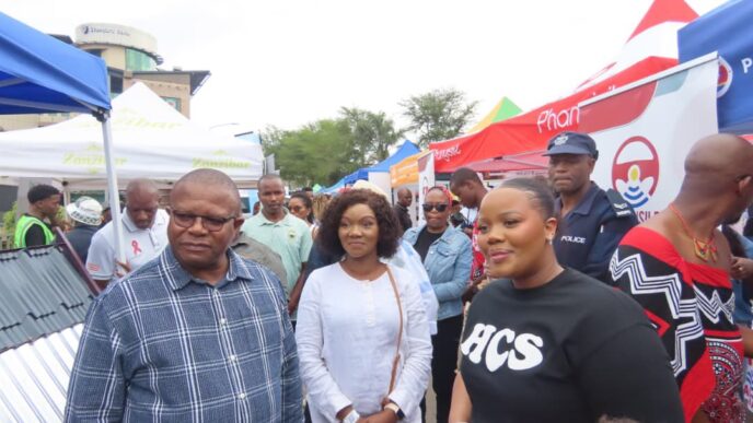 Princess Sakhizwe and Minister of Commerce, Industry and Trade Manqoba Khumalo at the Made in Eswatini Consumer Fair along Dr Sishayi Road in Mbabane. Photo: Ministry of Commerce, Industry and Trade
