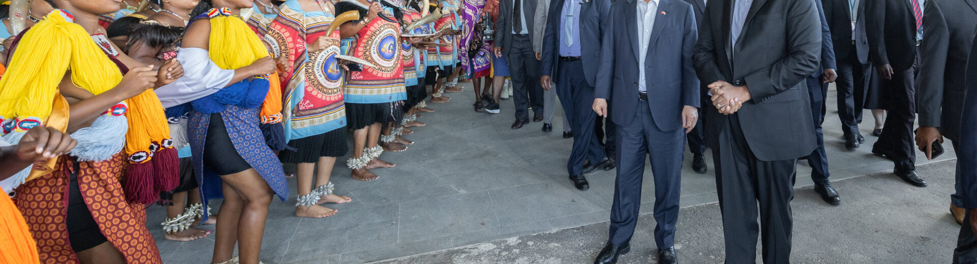 His Majesty King Mswati III and President Lai Ching-te, flanked by their respective delegations, tour the ICC Ezulwini Palazzo guided by Inyatsi Group Chairperson Michelo Shakantu and Prince Mcwasho, May 2026. Photo by Taiwan in Eswatini