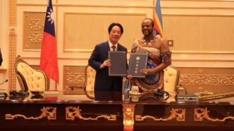 King Mswati III and Taiwan President Lai Ching-te pose together at Mandvulo Grand Hall during the latter's state visit to the Kingdom on Saturday. | Photo: Eswatini Financial Times