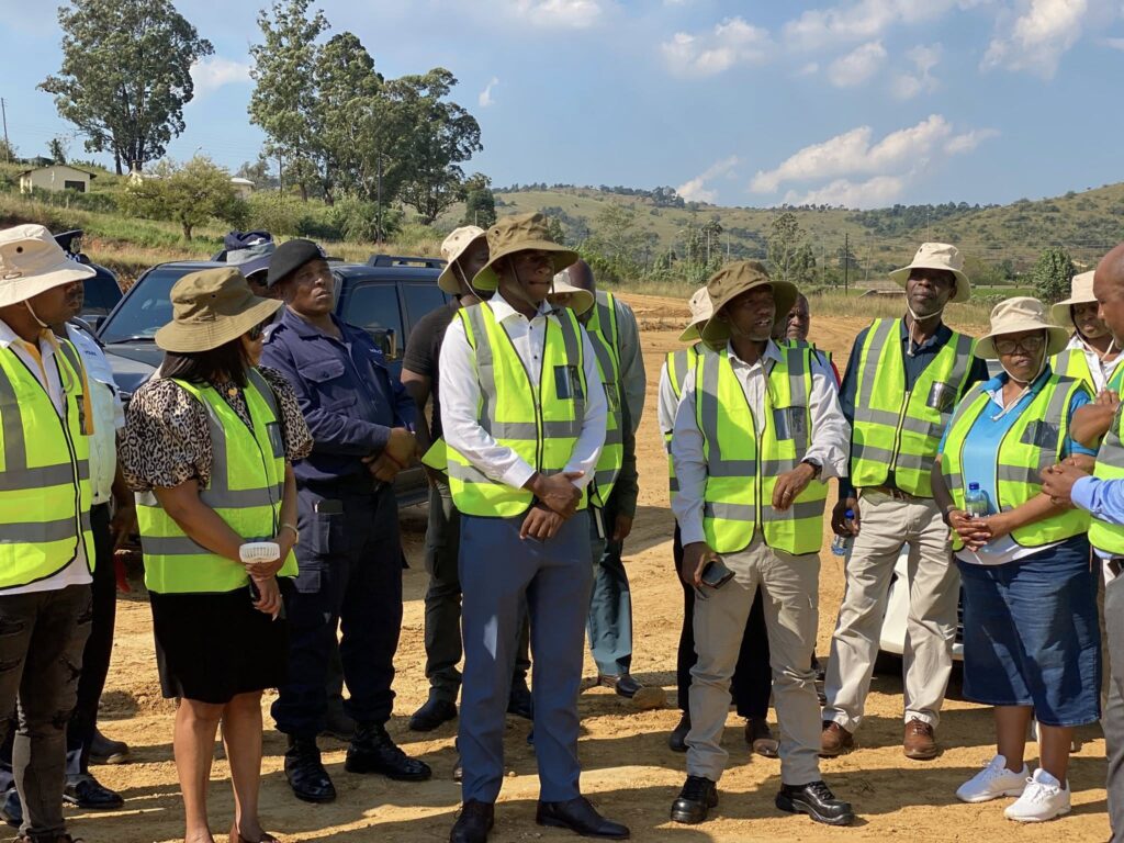 Minister of Housing and Urban Development Hon. Appolo Maphalala, Director of Industries Zamanyambose Mtetwa and Minister of Sports, Culture and Youth Affairs Hon. Bongani Nzima at the Mankayane Town Board strategic development meeting on Monday, 4 May 2026.