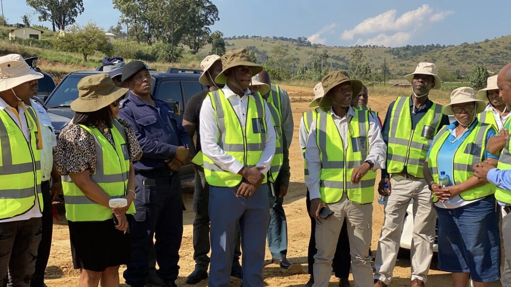 Minister of Housing and Urban Development Hon. Appolo Maphalala, Director of Industries Zamanyambose Mtetwa and Minister of Sports, Culture and Youth Affairs Hon. Bongani Nzima at the Mankayane Town Board strategic development meeting on Monday, 4 May 2026.