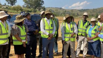Minister of Housing and Urban Development Hon. Appolo Maphalala, Director of Industries Zamanyambose Mtetwa and Minister of Sports, Culture and Youth Affairs Hon. Bongani Nzima at the Mankayane Town Board strategic development meeting on Monday, 4 May 2026.