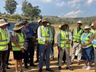 Minister of Housing and Urban Development Hon. Appolo Maphalala, Director of Industries Zamanyambose Mtetwa and Minister of Sports, Culture and Youth Affairs Hon. Bongani Nzima at the Mankayane Town Board strategic development meeting on Monday, 4 May 2026.