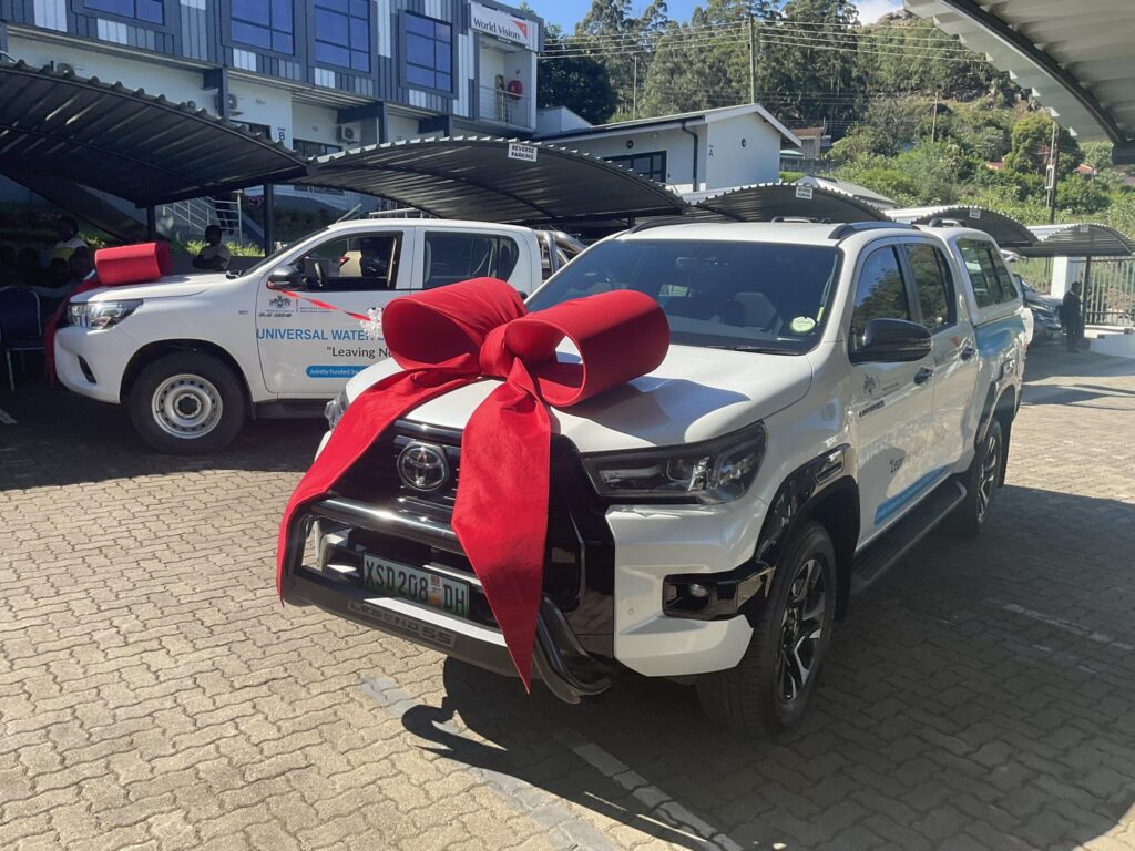 The brand new vehicle handed over by World Vision to the Department of Water Affairs to support the monitoring and implementation of rural water projects in 18 constituencies across Eswatini. Photo: Ministry of Natural Resources and Energy