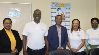 Housing and Urban Development Minister Appolo Maphalala (centre) pictured with Eswatini Realtors Association Chairperson Musa Nhleko, Assistant Secretary Refiloe Gama and Treasurer Crystal Hillary during their meeting at the ministry offices on Friday. Photo: Ministry of Housing and Urban Development, Eswatini