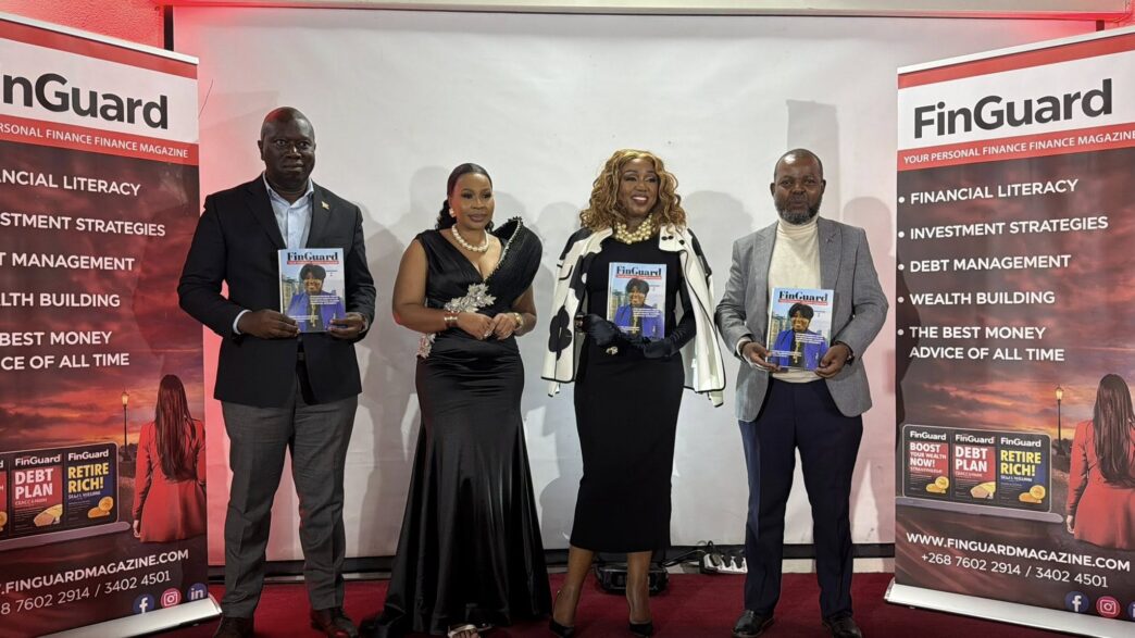 FinGuard Magazine founder Lungile Tsabedze pictured with ICT Minister Savannah Maziya and the Principal Secretary from the Ministry of Commerce, Industry and Trade during the launch of the financial publication on Friday evening. Photo: Ministry of Information, Communications and Technology