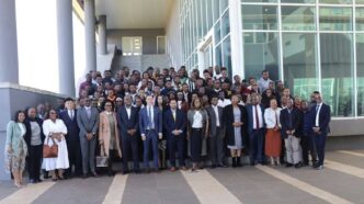 ICT Minister Savannah Maziya pictured with officials and participants at the launch of the Startup World Cup at the Royal Science and Technology Park on Monday 11 May 2026.