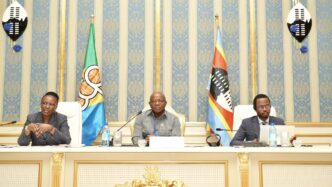 The panel chair presides over the African states brainstorming session held at the ICC eZulwini Palazzo in Eswatini ahead of the 1st Africa-EU Parliamentary Assembly on Friday. Photo: OACPS Secretariat