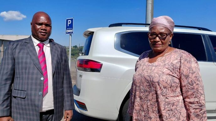 Deputy Prime Minister Thulisile Dladla and Minister for Public Service Mabulala Maseko before their departure to Gaborone, Botswana, where they will represent His Majesty King Mswati III at the state funeral of former Botswana President Festus Mogae on Saturday, 16 May 2026.