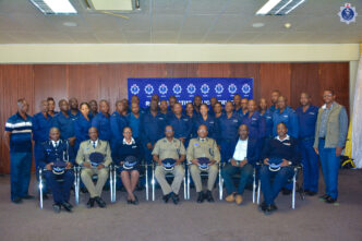 Graduates of the Royal Eswatini Police Service Defensive Driving Course No. 2 of 2026 pose for a group photo following the closing ceremony at S and B Restaurant. | REPS