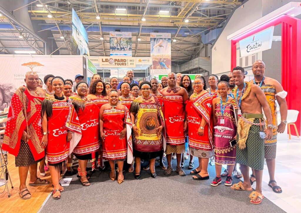 Tourism Minister Jane Mkhonta-Simelane and Eswatini Tourism Authority CEO Vusie Dlamini pictured with Team Eswatini at Africa's Travel Indaba 2026 in Durban this week. Photo by Eswatini Tourism