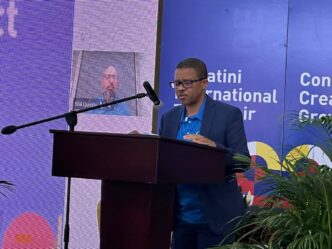 EIPA CEO Sibani Mngomezulu addresses guests at the official launch of the 58th Eswatini International Trade Fair 2026 at the Mavuso Trade and Exhibition Centre in Manzini. Photo by Eswatini TV