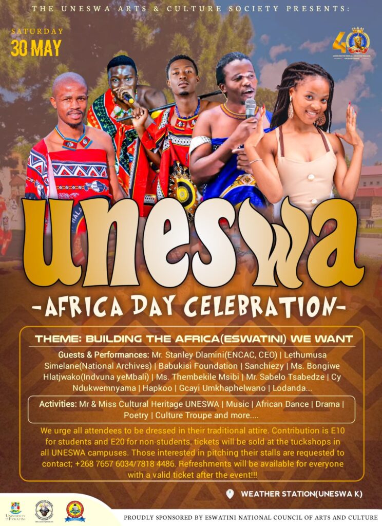 UNESWA Arts and Culture Society invites students and the public to its Africa Day celebration on Saturday, 30 May