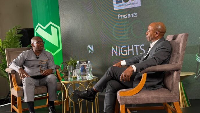 Globally recognised business leader Professor Bonang Mohale in conversation with Nyimpini Mabunda during the CEO Nights Podcast session held at Mountain View Hotel.